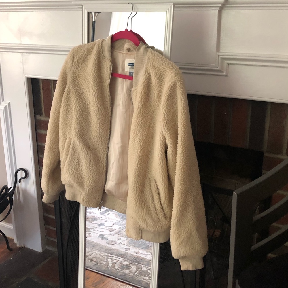 Cream Sherpa Bomber Jacket